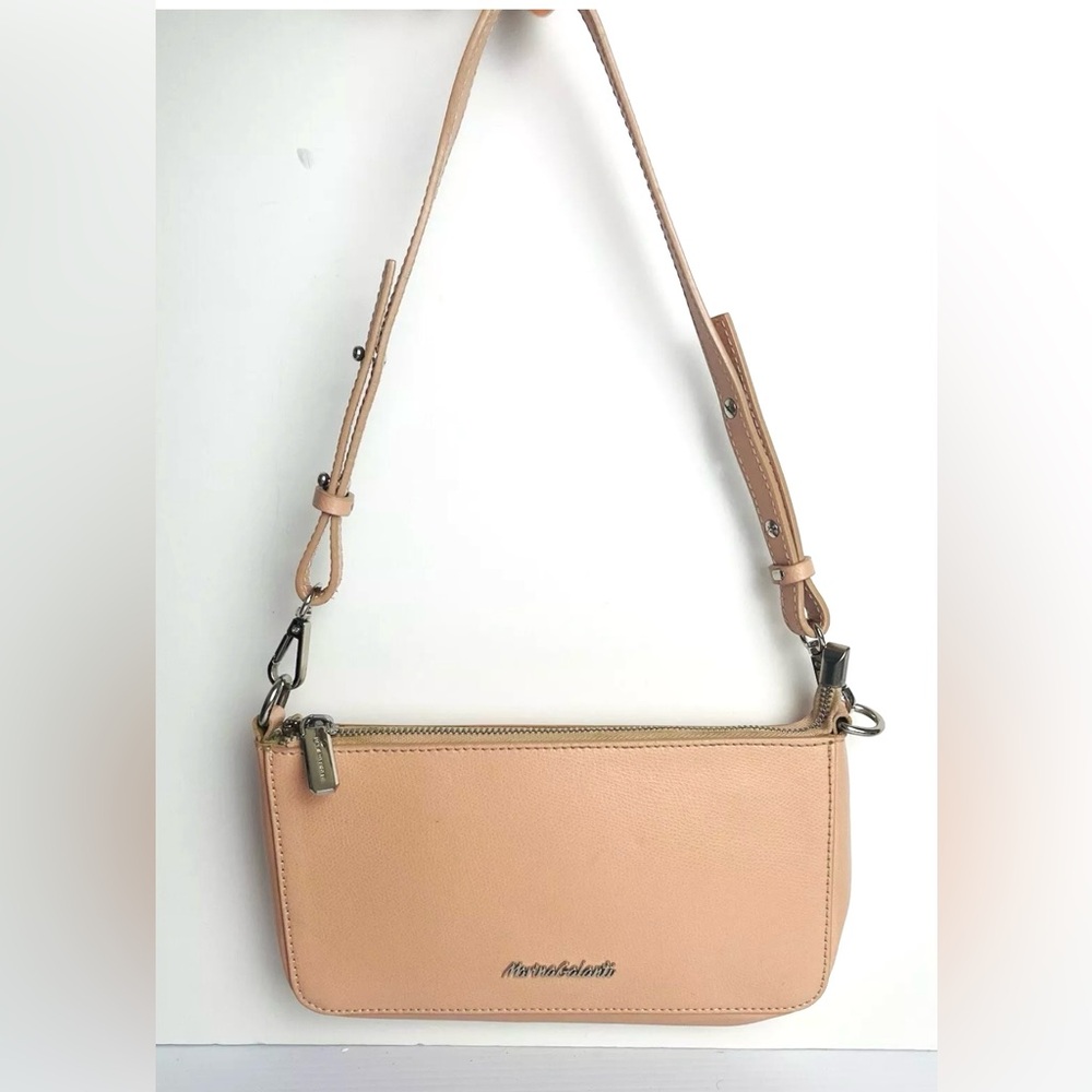 Marina Galanti ITALY LEATHER Shoulder Bag Handbag Potchette Beige 10”Lx5.5”W